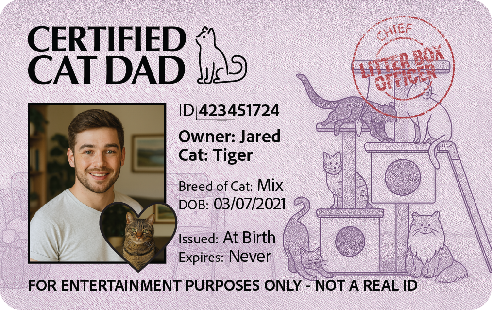 Cat Dad - Novelty Gift ID card