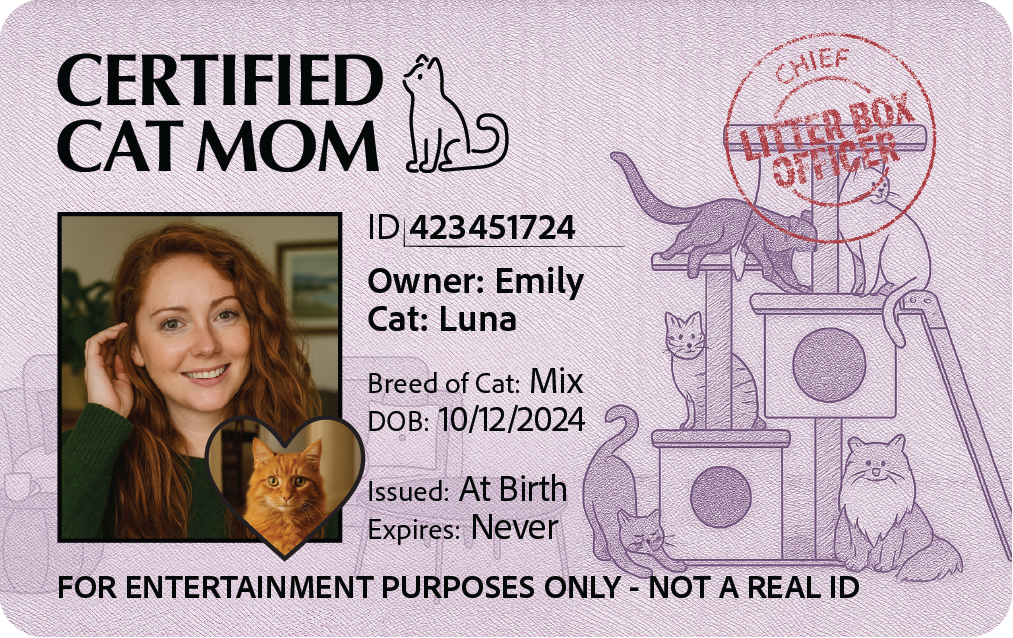 Cat Mom - Novelty Gift ID card